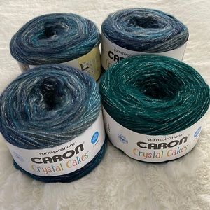 Destash Lot of 4 Caron Cakes Crystal Cakes 3 Glittering Moonlight 1 Peacock